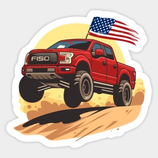 F150 car truck offroad jump on desert red Sticker